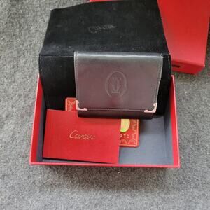 CARTIER Must Line Calf Leather Bordeaux Coin Case Purse